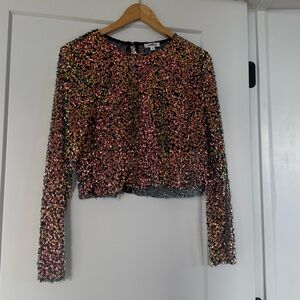 Colorful Beaded and Sequin Sheer Top